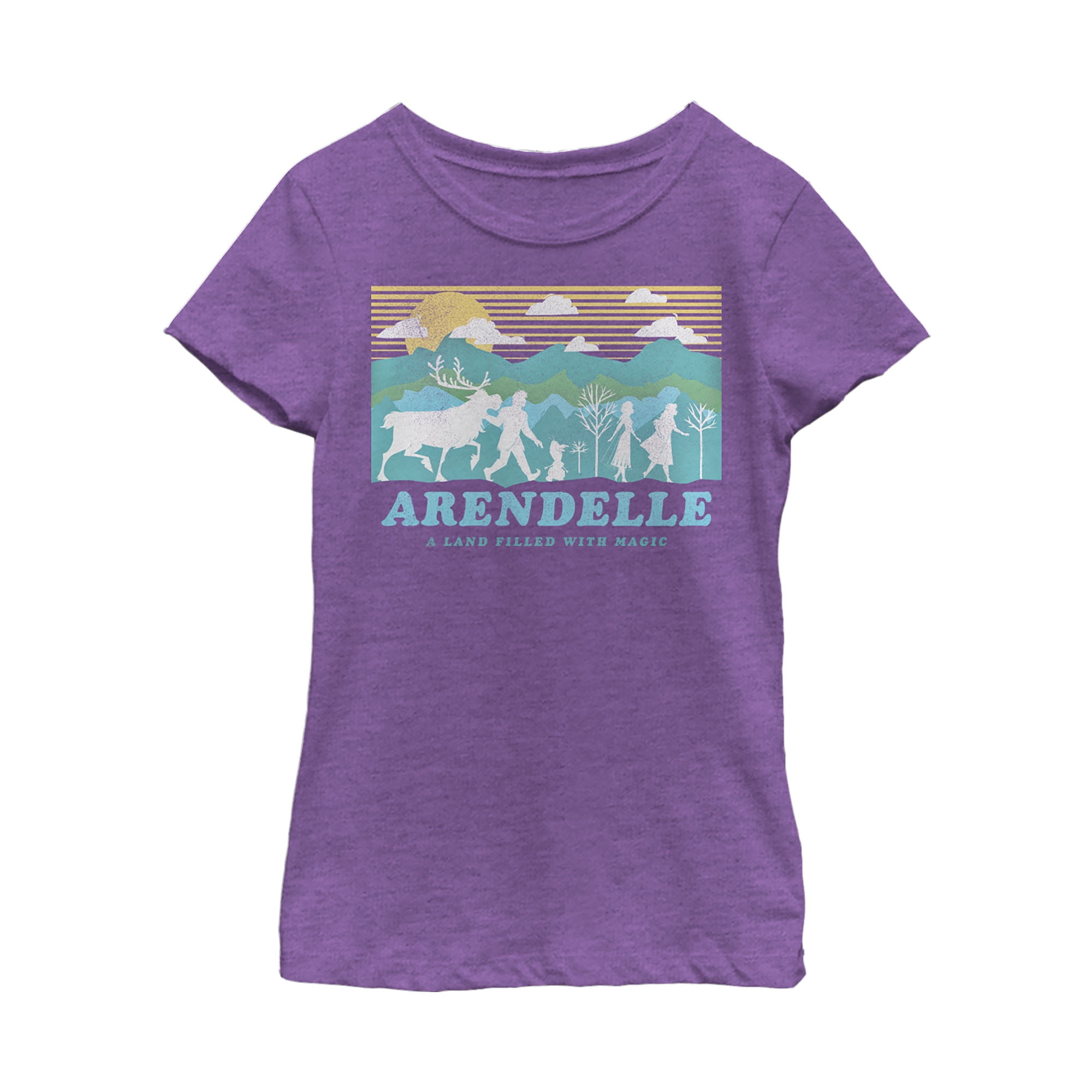 Girl's Frozen 2 Magical Traveler Silhouette  Graphic Tee Purple Berry X Small