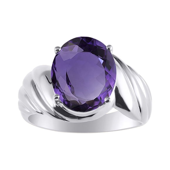 RYLOS 14K White Gold Ring Classic Oval Solitaire Gemstone in 14K White Gold - 12X10MM Color Stone Birthstone Rings