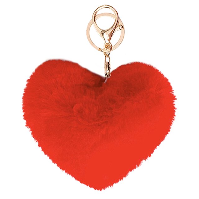 Coofit Key Chain Fashion Heart Shape Pom Pom Handbag Pendant Purse Charm Phone Charm