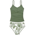 thumbnail image 1 of Traje de baño Aulyffo Teen Tankini para niñas de 13 a 14 años, color verde, 1 of 9