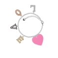 thumbnail image 2 of Delight Jewelry Acrylic 1" Hot Pink Heart Multi-Colored Crystal Love Charm Bracelet, 2 of 5