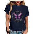 thumbnail image 4 of NAMTYQX Womens Graphic T Shirts Graphic Relaxed Fit Oversized Short Sleeve Soft Stretchy Crew Neck Trendy Print Women's Summer Tops Navy Size L, 4 of 5
