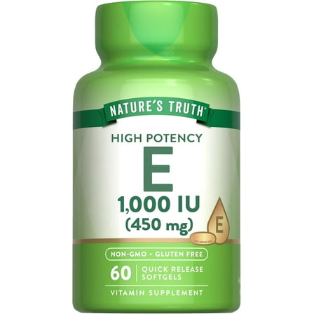 Vitamin E Capsules 1000 IU | 60 Softgels | Non-GMO & Gluten Free | For Men and Women | by Nature's Truth