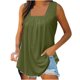 thumbnail image 2 of ICHUANYI Clearance Women's Fashion Solid Color Square Neck Comfortable Loose T-shirt Sleeveless Blouse Casual Tops(Army Green, L) ICHUANYI WER2023080912017, 2 of 6