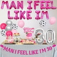 thumbnail image 2 of Man i Feel Like Im 30 Decorations, Disco Cowgirl Decorations 30th Birthday, Hot Pink Silver Cow Print Foil Balloons Banner Cake Topper Fringe Curtain Backdrop for Western 30th Birthday, 2 of 5