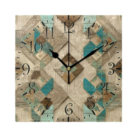 7.78in Square Artistic Wall Clock Dual-Purpose Tabletop & Hanging Decor Silent Non-Ticking Clocks for Home Office natural Abstract Shapes