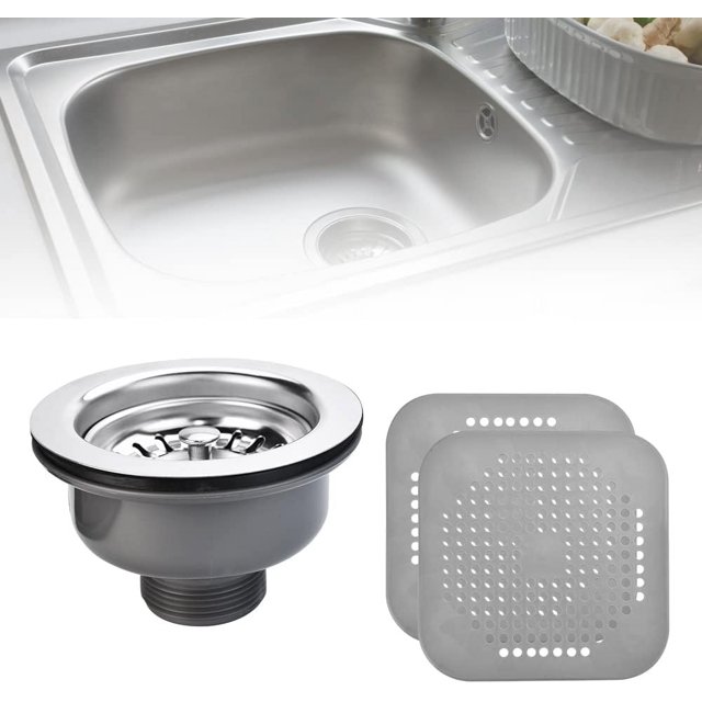 Desagüe del fregadero de acero inoxidable + filtro de fregadero de silicona Desagüe del fregadero de la cocina Desagüe del fregadero del baño Desagüe del lavabo de 114 mm Desagüe del fregadero para