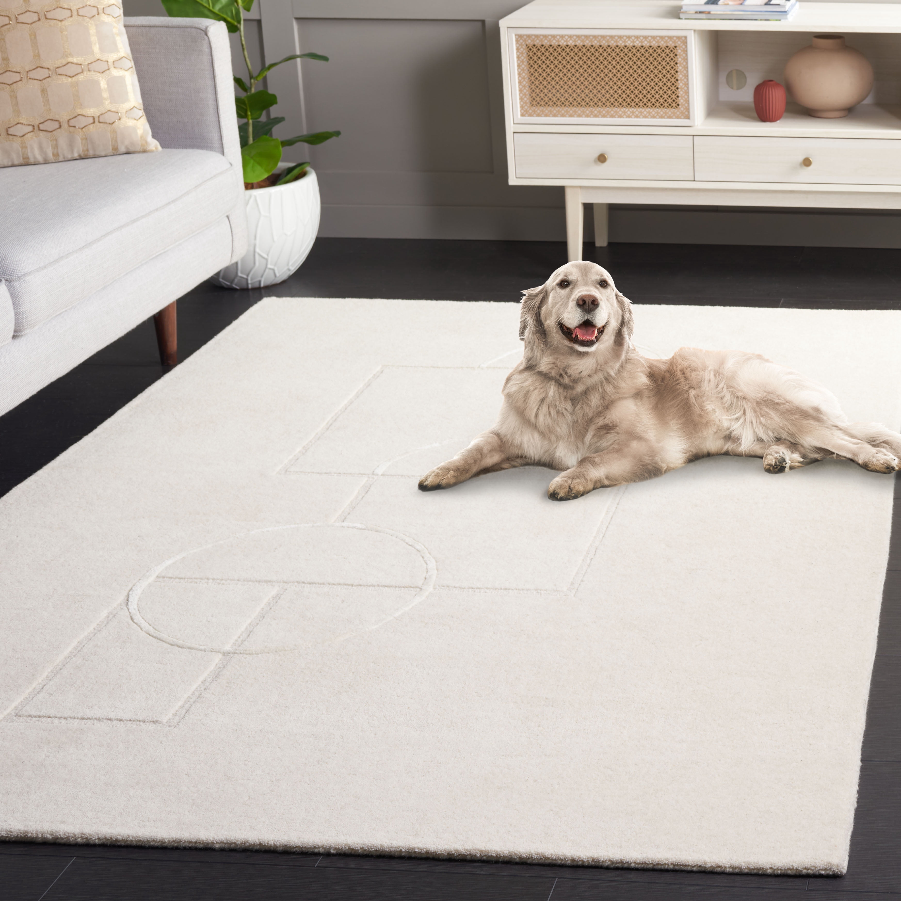 SAFAVIEH Soho Emory Geometric Area Rug, Beige/Ivory, 4' x 6'