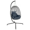 thumbnail image 2 of Autoez Indoor Outdoor Hanging Egg Chair with Stand Foldable Swing Egg Chair with Cushion and Pillow Hammock Basket Chair 350lbs Capacity for Patio Bedroom Balcony， Gray, 2 of 7