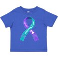 thumbnail image 3 of Inktastic Suicide Prevention Blue and Purple Ribbon with Hearts Boys or Girls Toddler T-Shirt, 3 of 5