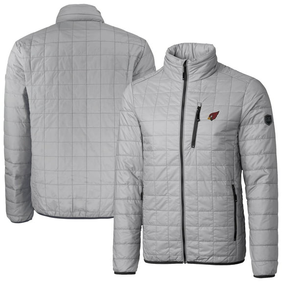 Men's Cutter & Buck Gray Arizona Cardinals Rainier PrimaLoft Eco Insulated Full-Zip Puffer Jacket
