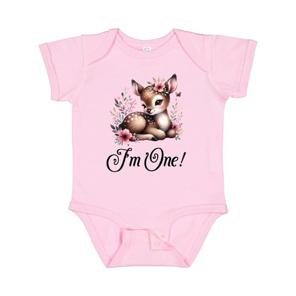 Inktastic 1st Birthday Cottagecore Baby Girl Deer Girls Baby Bodysuit