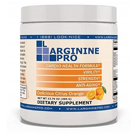 L-Arginine Pro Nitric Oxide Booster - 5500mg L-Arginine, 1100mg L-Citrulline Cardio Health, Citrus Orange, 1 Jar