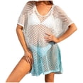 thumbnail image 1 of AherBiu Robe de Plage pour Femmes Col en V Manches Courtes Surdimensionnée Fendue Maillot de Bain, 1 of 7