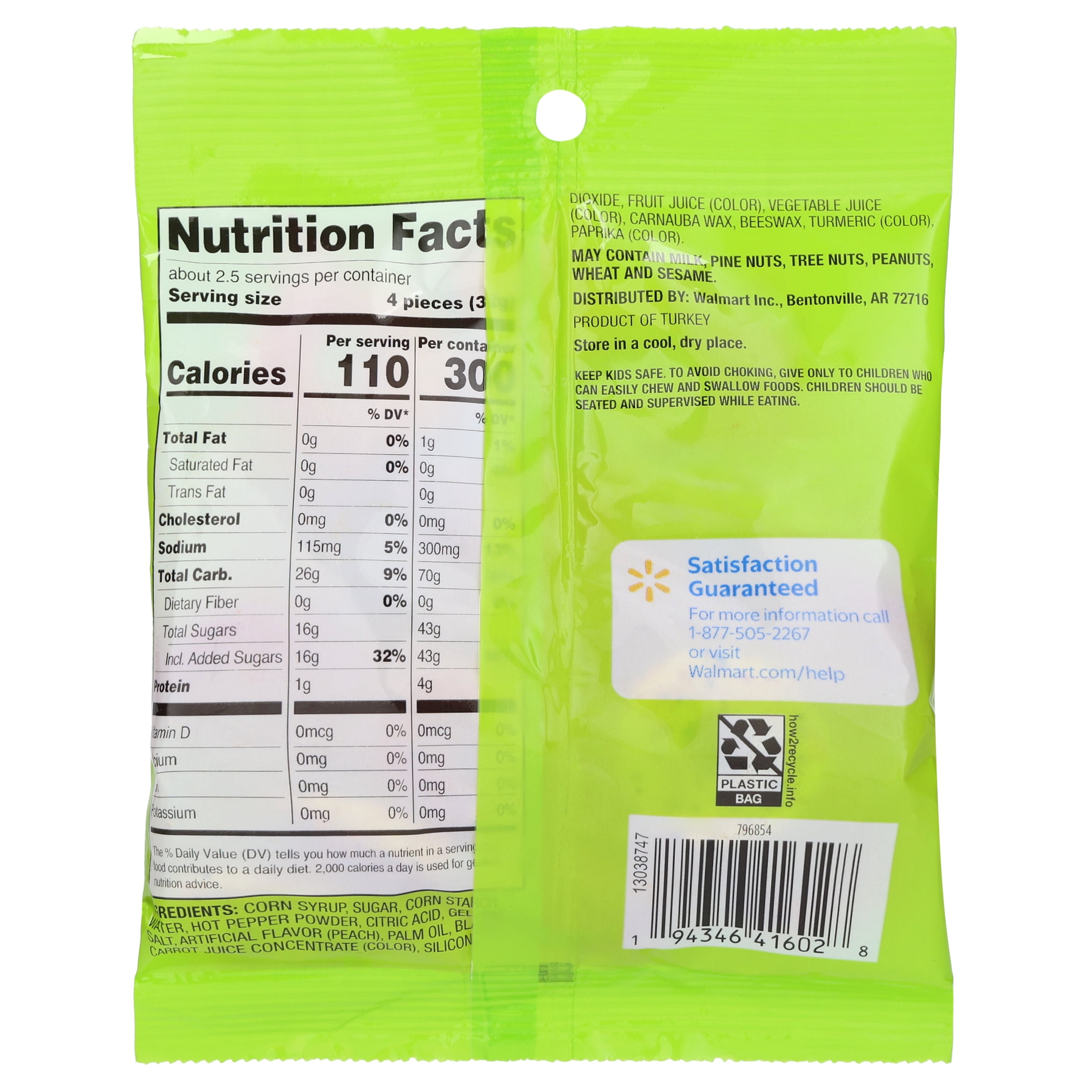 Great Value Chili Lime Peachy Rings Candy, 3 oz