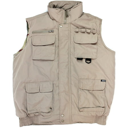Khaki Mens Winter Outdoor Cotton Padded Waterproof Vest Multi (Best Bullet Proof Vest 2019)