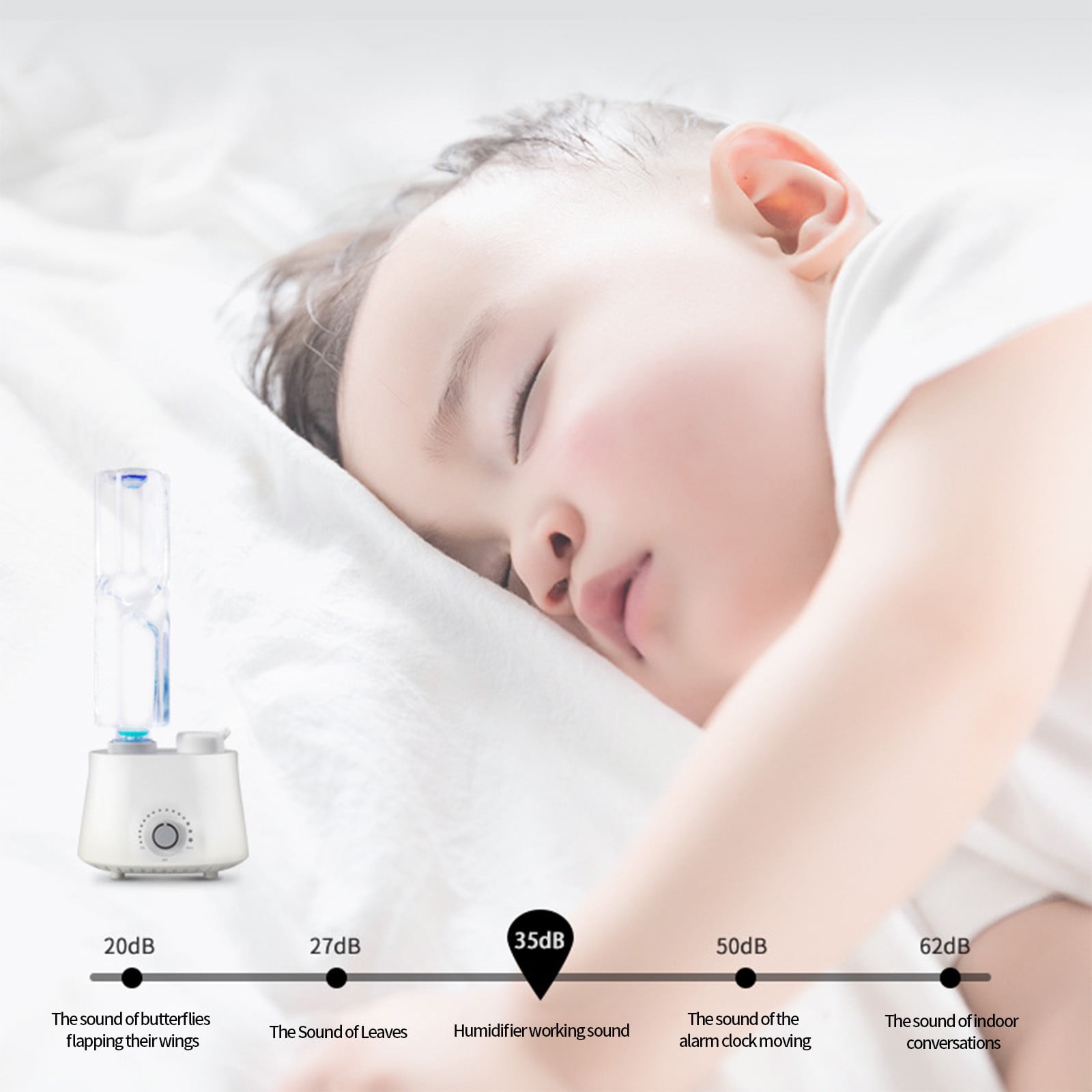 LACKUST Humidifiers for Bedroom,Portable Humidifier Converts Any Bottle, Quiet Travel-Sized, Infinitely Adjustable Spray Volume,White