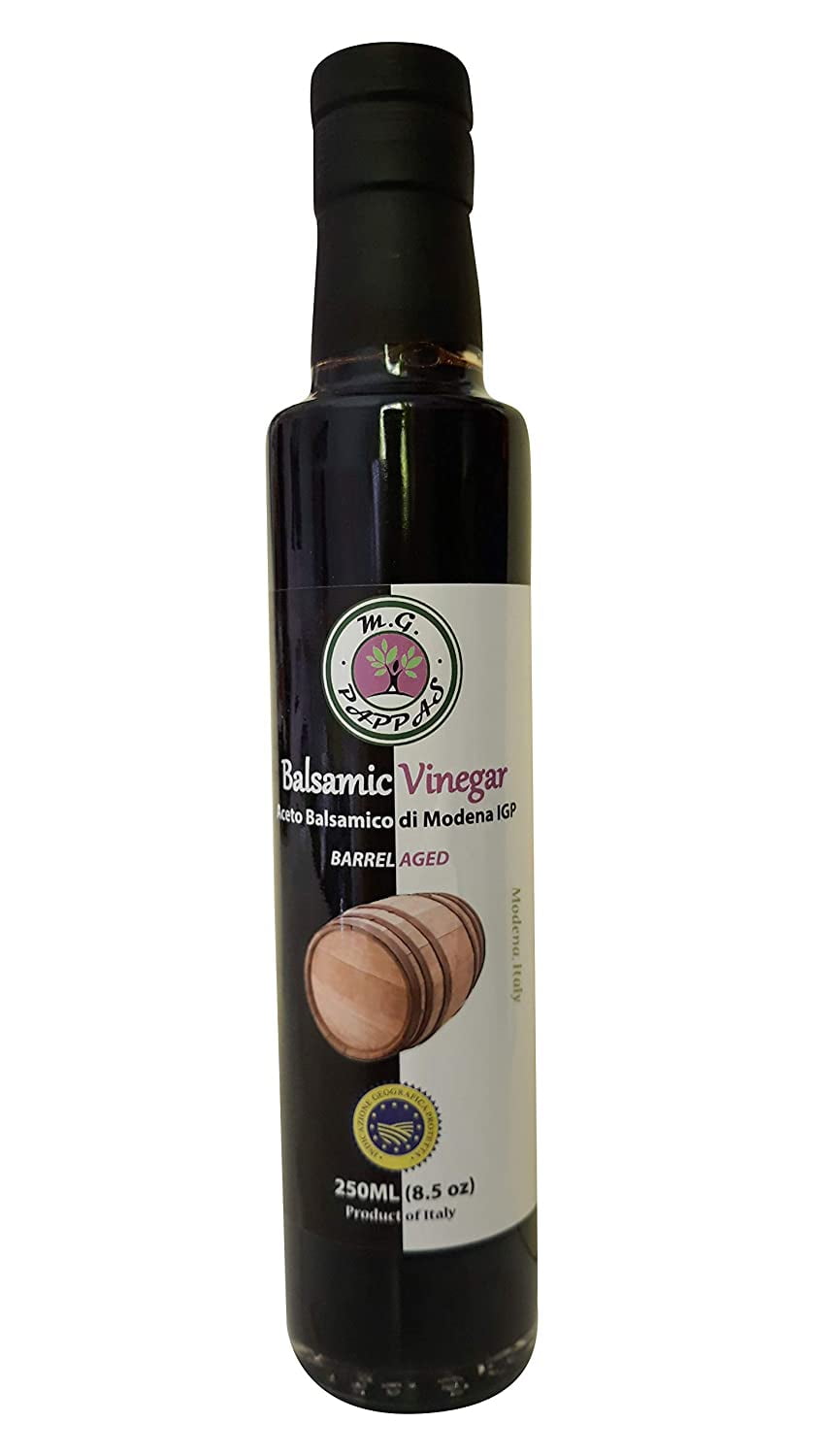 M.G. PAPPAS Balsamic Vinegar of Modena Barrel Aged IGP Sweet Gourmet 10 Year Old Aceto Balsamico Italian Pure No Preservatives No Colorants No Caramel No 8.5 Fl Oz (M.G. PAPPAS BALSAMIC VINEGAR)