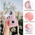 thumbnail image 3 of HAHDAXIA Case for Fujifilm Instax Mini 12 / Polaroid Mini 12 Instant Film Camera, PU Leather Gradient Weave Veins Protective Case with Shoulder Strap - Pink, 3 of 7