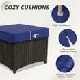 thumbnail image 5 of EAGLE PEAK Azure Bay 2 Pieces Wicker Patio Ottoman Set Weather-Resistant Cushions for Patio Deck Backyard Poolside, Brown Wicker and Blue Cushions, 5 of 8