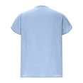 thumbnail image 6 of Aboser Asymmetrical Shirts for Women Trendy Cotton Linen Tops Dressy Casual Short Sleeve T Shirt Solid Color Beach Blouse Breathable Cozy Tunic Top Light Blue L, 6 of 7