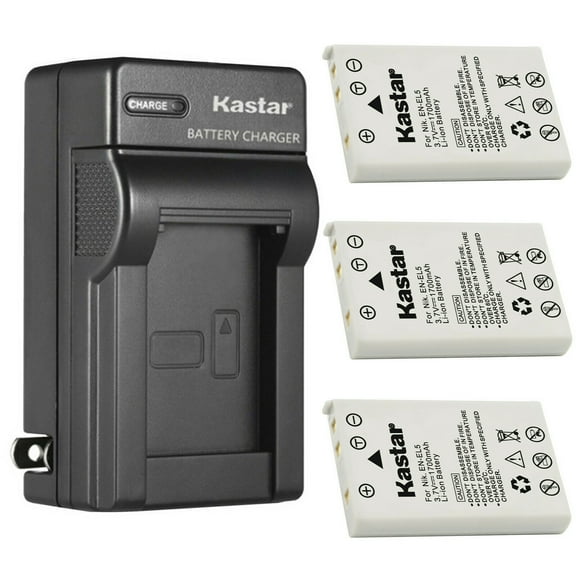 Kastar 3-Pack Battery and AC Wall Charger Replacement for Nikon EN-EL5 CP1 Battery, Nikon MH-61 Charger, Nikon Coolpix 3700, Coolpix 4200, Coolpix 5200, Coolpix 5900, Coolpix 7900, Coolpix P3 Camera