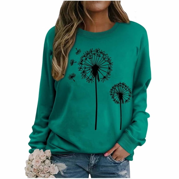 XPMWRP Women's Floral Print Sweatshirt Casual Loose Crewneck Set Long Sleeve Shirts Floral Graphic Pullover Tops Shirt Green XXL