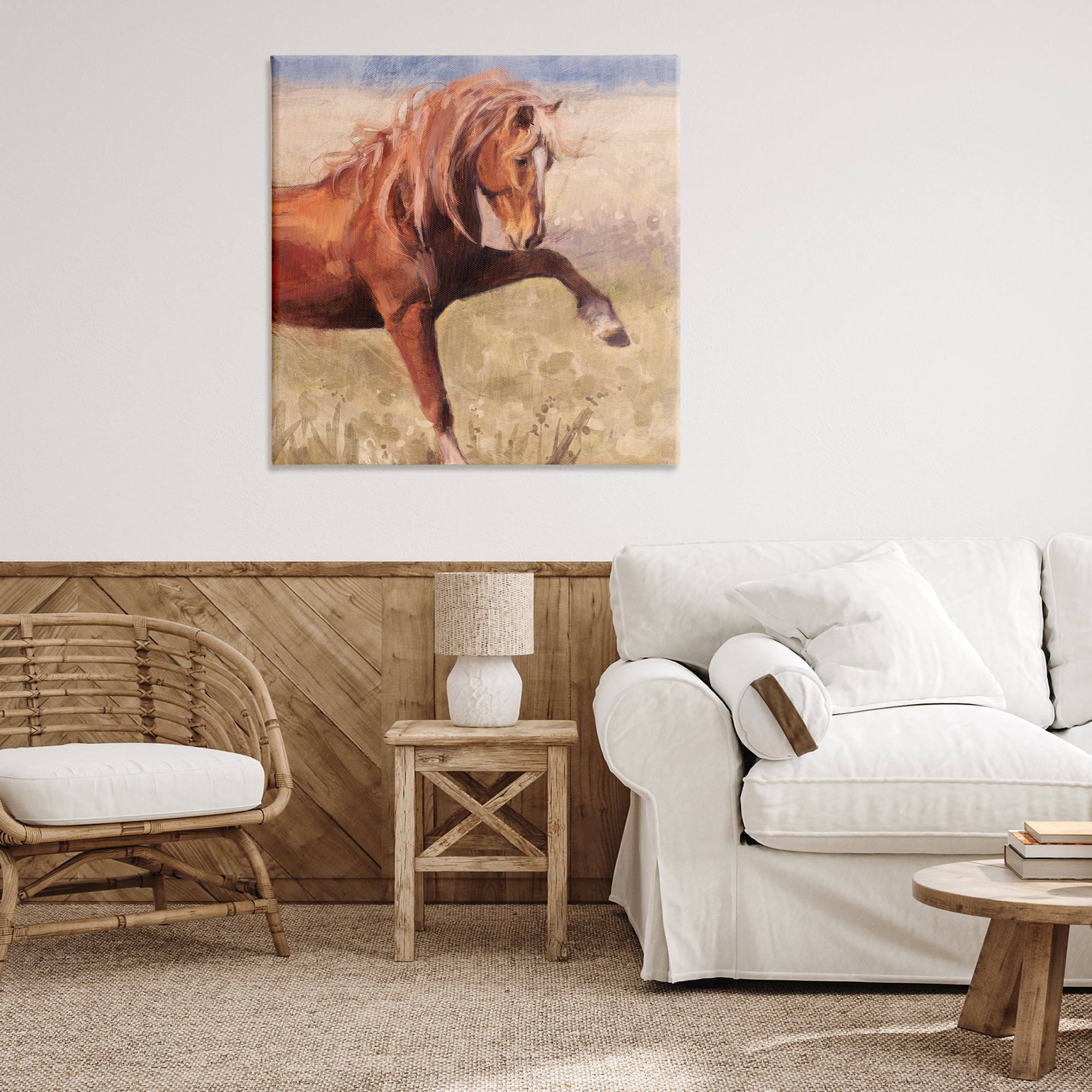 Stupell Industries The Red Stallion Portrait Animals & Insects Painting Gallery Wrapped Canvas Art Print Wall Art, 36 x 36