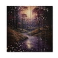 thumbnail image 3 of Designart "violet Forest Mystical Whispers Pointillism" Landscapes Print on Natural Pine Wood, 3 of 5