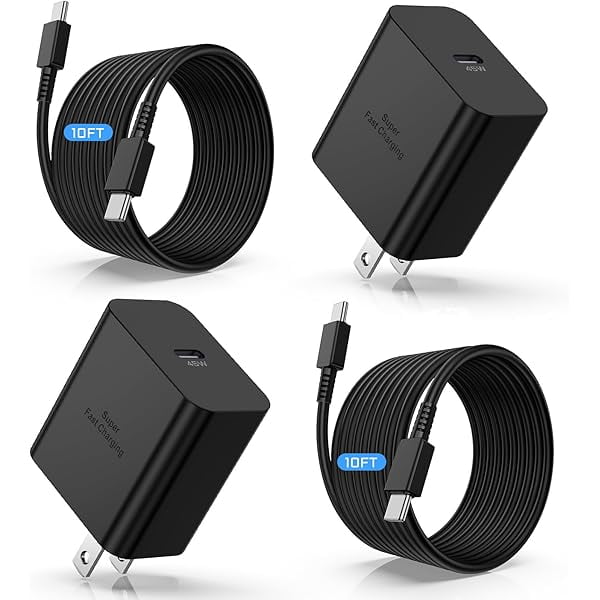 45W USB C Charger for Samsung, 2Pack Super Fast Wall Charger Block and Long Charging Cable Cord 10ft,Type C Charge Adapter Plug for Samsung Galaxy S24 Ultra/S23 Plus/S22+/S20/S21,Note 10/20,Tab S9/S8