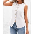 thumbnail image 6 of BTFBM Summer Sleeveless Blazer Vest For Women Dressy Button Down Round Neck Business Casual Outfits Work Suit Vests Tops, 6 of 7