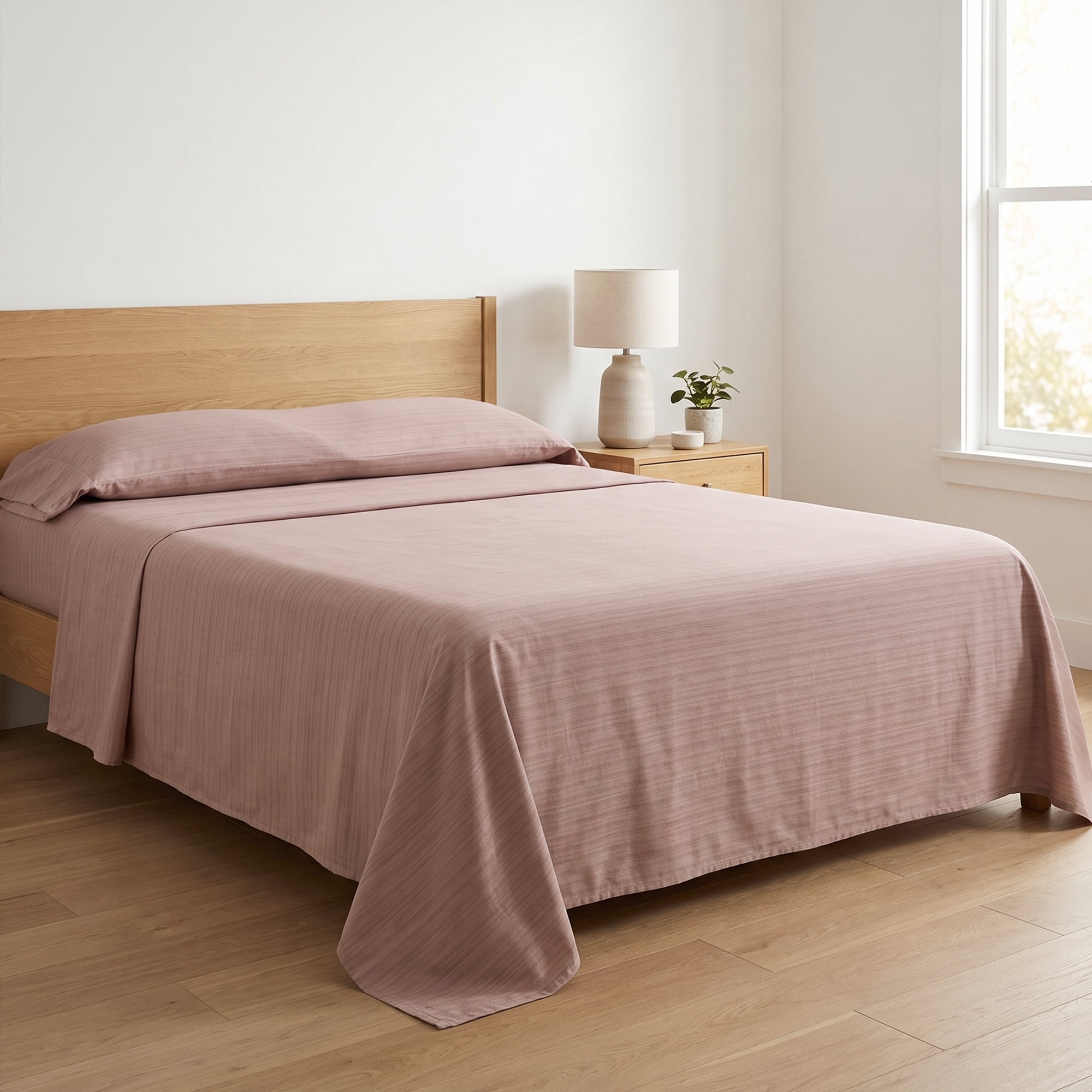 Unique Bargains Double Gauze Bed Sheet Soft Flat Sheet for Bedroom Use Pink 91"x96"