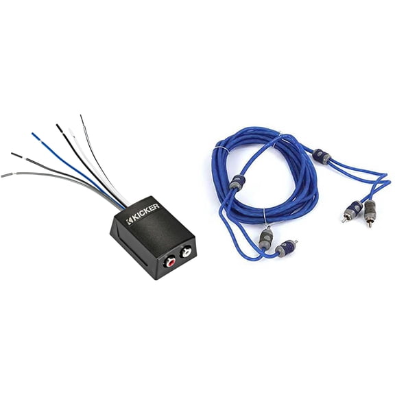 Kicker 46KISLOC2 K-Series Stereo Line-Output Converter w/ Remote Turn-On Output & 46KI24 4 Meter 2-Channel Signal Cable
