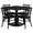 Black Top/Black Vinyl Seat, variant on Flash Furniture 36'' Square Walnut Laminate Table Set with Round Base and 4 Ladder Back Metal Chairs - Black Vinyl Seat