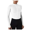 thumbnail image 1 of AherBiu Hauts d'Entraînement pour Femmes à Manches Longues avec Fermeture Éclair, Col Montant, Extensibles, Compression, Haut de Yoga, T-Shirts, 1 of 4