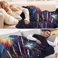 thumbnail image 5 of 70x55 Inches Glow in The Dark Blanket Cozy Throw Camping Blankets for Home and Outdoor Use Figure Of Colorful Fireworks, 5 of 8