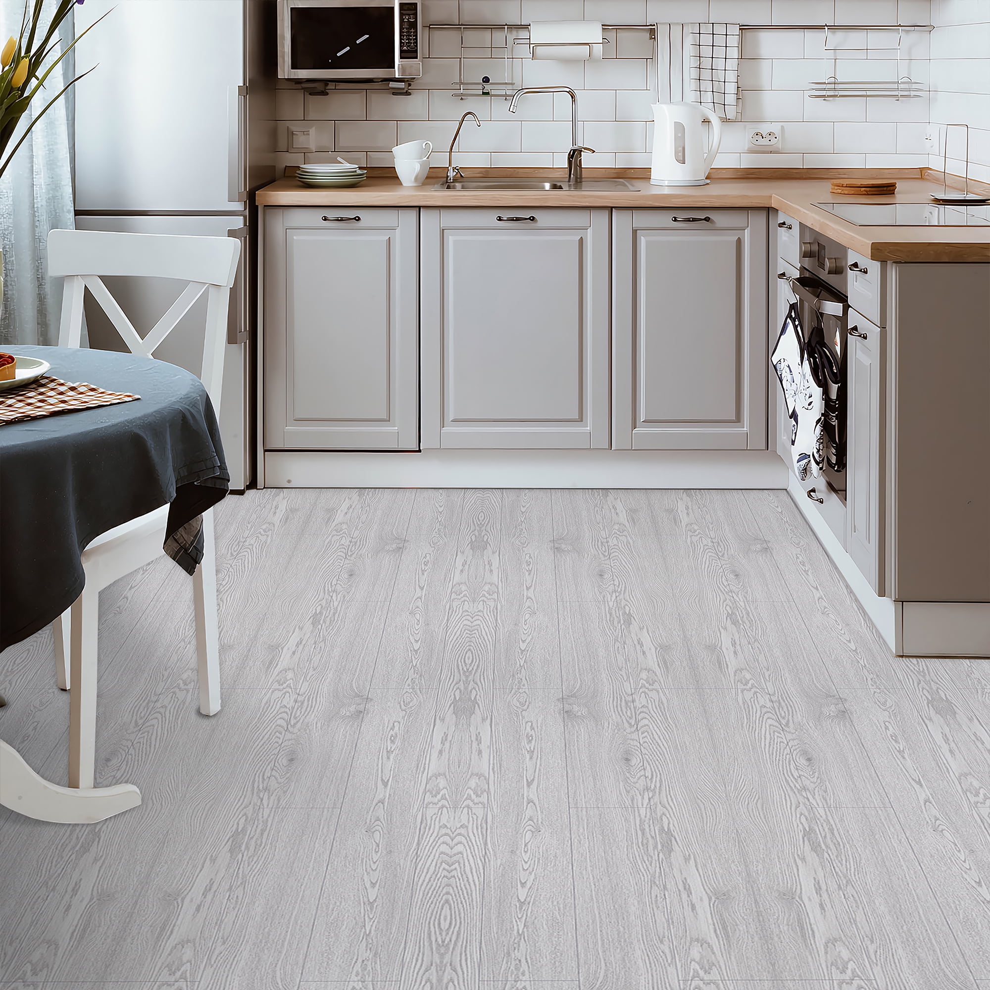 Abyssaly Gray Wood PVC Peel and Stick Vinyl Flooring Tile 15.7 inch x 23.6 inch /25.8 Sq.ft,Thicken Self-Adhesive Vinyl Flooring Tile Easy DIY Install for Bathroom and Kitchen Floor