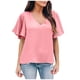 thumbnail image 2 of Puntoco moda mujer verano cuello pico manga corta sólido casual camisa blusa Puntoco Puntoco-5305, 2 of 9
