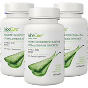 AloeCure Advanced Formula, 3 Bottle x 60 Capsules, Twice a Day, 130,000mg Equivalency From Organic Aloe, Support Your Digestive & Immune Health, Natural Acid Buffer