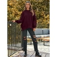 thumbnail image 6 of SMZ Women's Oversized Batwing Sweaters 2024 Fall Outfits Crewneck Ribbed Knit Side Slit Trendy Pullover Tops, 6 of 7