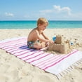 thumbnail image 6 of Unique Bargains 2 Pack Striped Turkish Tassel Beach Towels Pink/Blue 71"x40", 6 of 8