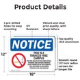 thumbnail image 2 of (2 Pack) Tobacco Free Campus OSHA Notice Sign 18 Inch X 12 Inch Indoor / Outdoor Rust-Free Aluminum Metal Signs for Workplace, Workshop, and Construction Site, Made in the USA, 2 of 8
