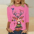 thumbnail image 2 of Jsaierl Christmas Shirts Women Cute Reindeer Graphic Tees Classic Crewneck T-shirt 3/4 Sleeve Tunic Blouse Tops, 2 of 5