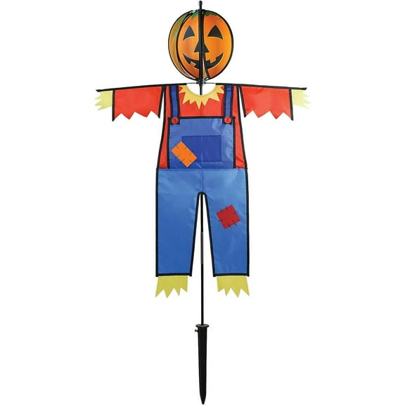 In the Breeze 2485 — Pumpkin Scarecrow Ground Ball Spinner — Autumn Halloween Yard Décor Wind Spinner