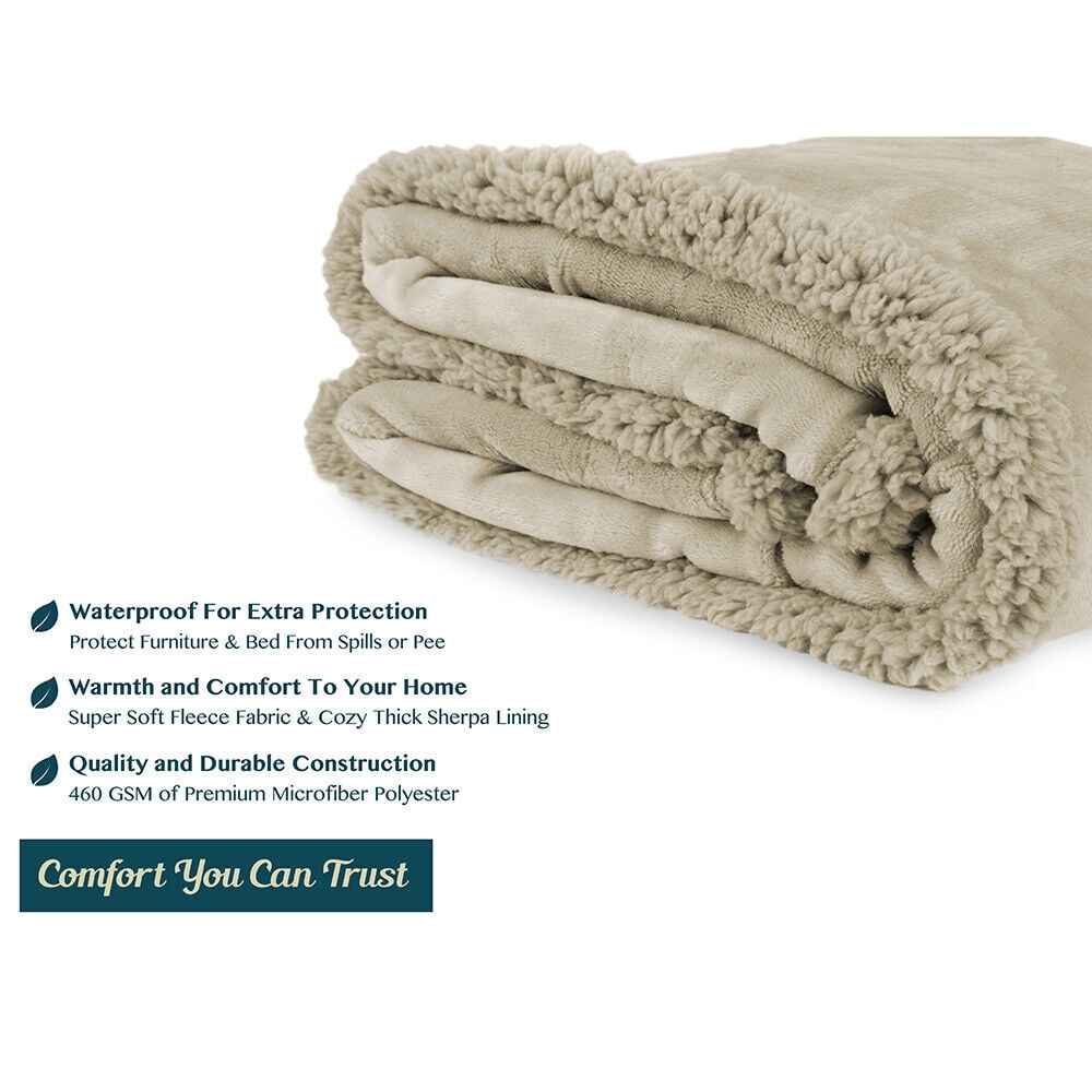 Waterproof Dog Blanket Bed Cover Dog Fuzzy Cozy Plush Pet Blanket Throw Blanket for Couch Sofa, 50x60 Inches