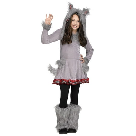Wolf Cub Wolf Hood Ears Tail Girls Child Costume Medium 8-10