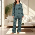 thumbnail image 3 of Gytharion Women's Pajama Sets Soft Comfy Long Sleeve V-Neck Sleepwear and Long Pants Cute Star Print Loungewear Outfits 2 Piece Pj Sets for Women, 3 of 6