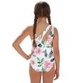 thumbnail image 2 of SEANATIVE Girls Swimsuit and Cover Up Set One Piece Bathing Suit See-Through Mesh Skirt, 2 Piece Back Cut Out Design Swimwear, Size 11-12 Years, Pink Floral White, 2 of 7