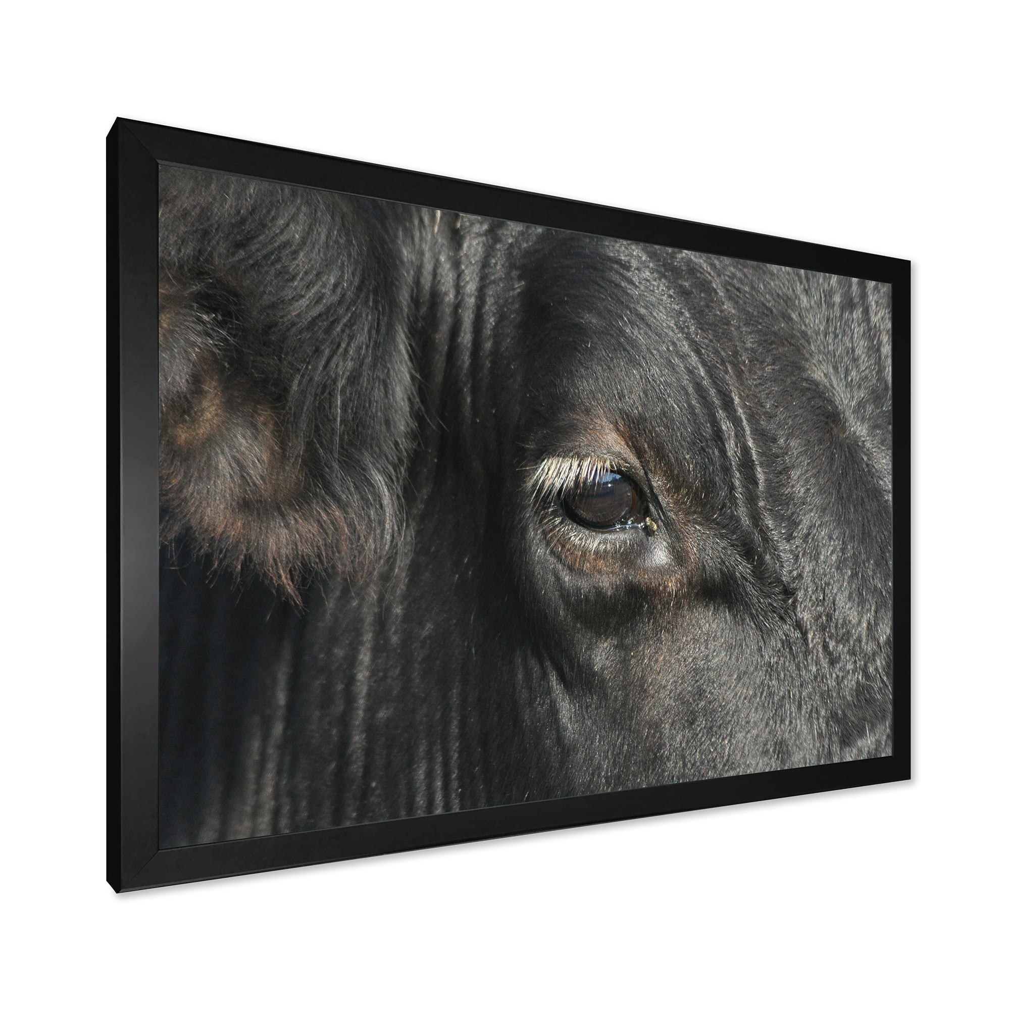 Designart 'Close-Up Of Cow Eye' Farmhouse Framed Art Print