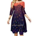 thumbnail image 1 of Robe Évasée Col Carré Robe Élégante Mode Féminine Imprimée Robe Nuage Élèvement Étoile Explosion Motif Géométrique Bleu Foncé, 1 of 4